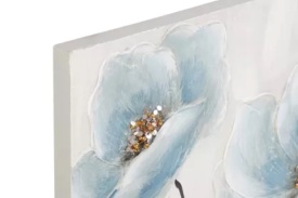 Tablou elegant pictat în relief cu flori de culoare albastru pastel - Img 3