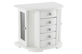 Cutie pentru bijuterii cu sertare și oglindă/organizator elegant alb