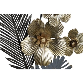 Decor elegant de perete din metal cu flori auriu gri alb - Img 2