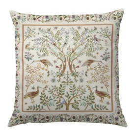 Față de pernă decorativă din goblen spaniol în stil William Morris crem - Img 2