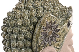 Figurină decorativă elegantă cap Buddha / Shiva cu accente verzi - Img 3