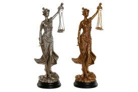 Figurină decorativă Lady Justice statueta dreptății în finisaj auriu sau argintiu