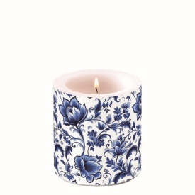Lumânare mică Delft Blue florals