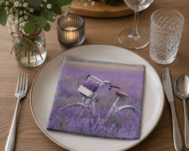 Șervețel decorativ mare de masă Bicycle in Lavender Field