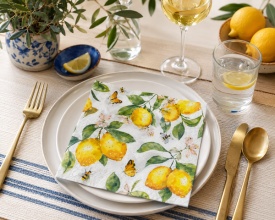 Șervețel decorativ mare de masă Fresh Lemons White