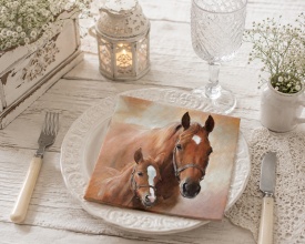 Șervețel decorativ mare de masă Horse with foal