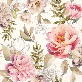 Șervețel decorativ mare de masă Peonies Composition Cream - Img 2