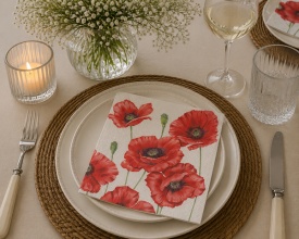Șervețel decorativ mare de masă Romantic Poppy