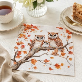 Șervețel decorativ mare Family of Owls