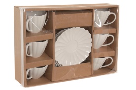 Set cești cafea cu farfurioare elegante din porțelan de 150 ml - Img 3