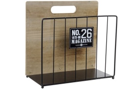 Suport modern pentru reviste din metal și lemn model industrial
