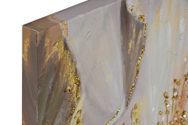 Tablou decorativ cu flori pictate în relief auriu elegant - Img 2