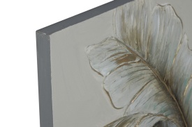 Tablou decorativ modern cu frunză stilizată texturată în nuanțe neutre accente aurii - Img 3