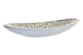 Tavă decor elegantă ovală argintiu cu crem - Img 2