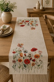 Traversă de masă Goblen cu Maci 44x140 cm