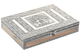 Cutie de bijuterii elegantă din lemn și aluminiu model cu elefant dreptunghiular