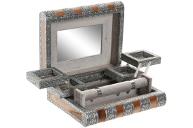 Cutie de bijuterii elegantă din lemn și aluminiu model cu elefant dreptunghiular dublu