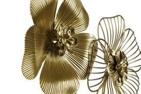 Decor elegant de perete din metal cu flori aurii - Img 2
