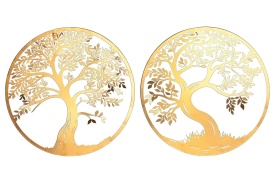 Decor elegant din metal auriu cu Copacul Vieții de 40cm