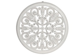 Decor elegant rotund din mdf vopsit alb decupată