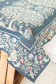 Față de masă elegantă goblen în stil William Morris fond albastru
