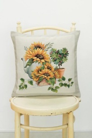 Față de pernă Goblen cu Floarea-Soarelui și Ulcior 45x45 cm - Img 3