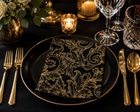 Șervețel decorativ mare de masă Baroque gold/black