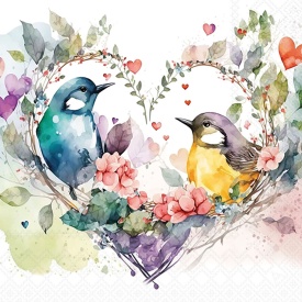 Șervețel decorativ mare de masă Loving Birds - Img 2