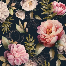 Șervețel decorativ mare de masă Peonies Composition Black - Img 2