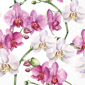 Șervețel decorativ mic de masă Elegant orchids white - Img 2