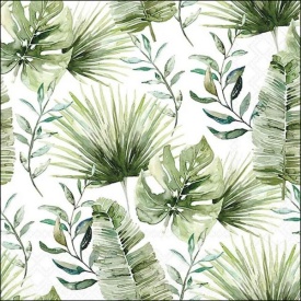 Șervețel decorativ mic de masă Jungle Leaves white - Img 2