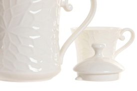 Set cafea din porțelan cu cafetieră, cești și suport elegant din bambus - Img 4