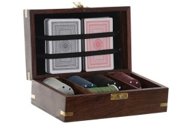Set elegant de poker în cutie de lemn