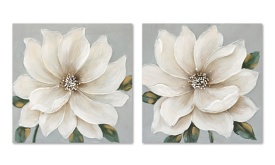 Tablou decorativ cu flori albe pictură elegantă modernă pe pânză