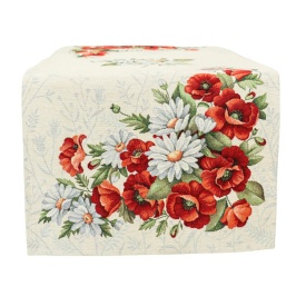 Traversă elegantă din goblen spaniol model maci și margarete 44x140 cm - Img 3