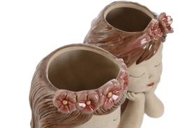 Vază decorativă ceramică flori în formă de fetiță - Img 3