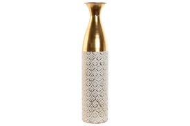 Vază decorativă elegantă alb cu auriu din metal