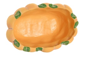 Vază/ghiveci cu decor mediteranean oval cu lămâi din ceramică - Img 3