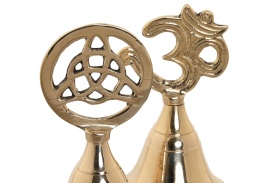 Clopoțel decorativ elegant metalic auriu cu simboluri spirituale - Img 2