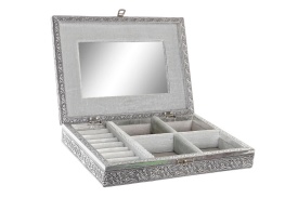 Cutie de bijuterii elegantă din lemn și aluminiu model cu Copacul Vieții dreptunghiular