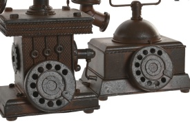 Decorațiune de telefon vintage cu disc din metal în culori negru sau maro