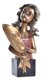 Figurină decorativă fetiță cu vază auriu design artistic și elegant - Img 4