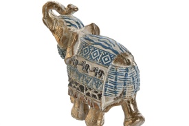 Figurină decorativă mică elefant de culoare auriu și albastru - Img 3
