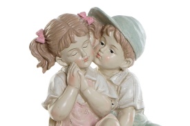Figurină decorativă romantică băiat și fată pe bancă în design vintage - Img 2