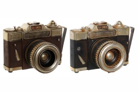 Obiect decorativ din metal aparat foto vintage