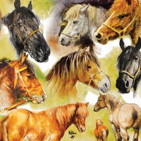 Șervețel decorativ mare de masă Collage of horses - Img 2