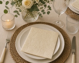 Șervețel decorativ mare de masă Elegance Pearl Cream