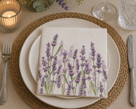 Șervețel decorativ mare de masă Lavender Shades White