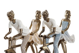 Statuetă elegantă decorativă cu tineri pe bicicletă - Img 2