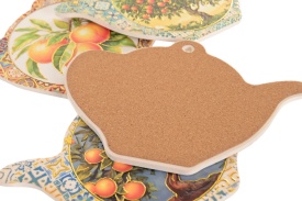 Suport cu decor mediteranean pentru oale din ceramică în formă de ceainic - Img 3